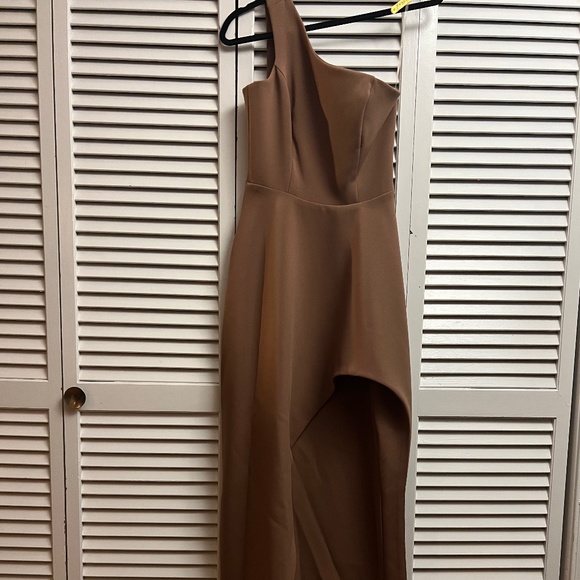 Petite Asymetric Sassy Brown Gown - Picture 6 of 8